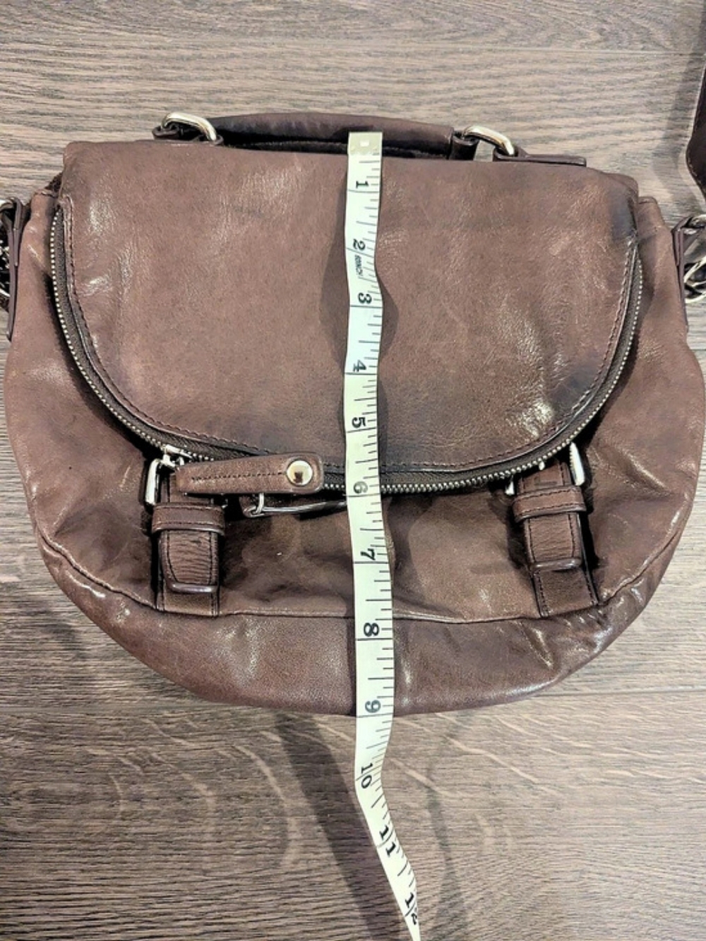 DANIER Chocolate Brown Leather-Style Crossbody Bag - Picture 9 of 11
